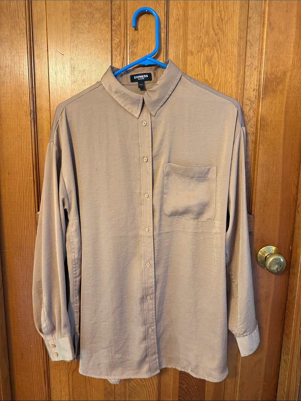 Express Women's Button-Down Shirt in Taupe